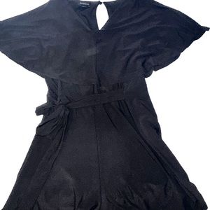 Black Bebe shorts romper with belt
